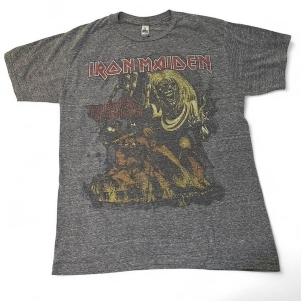 Iron Maiden The Number of the Beast Heather Gray T-shirt Men Size Medium 707